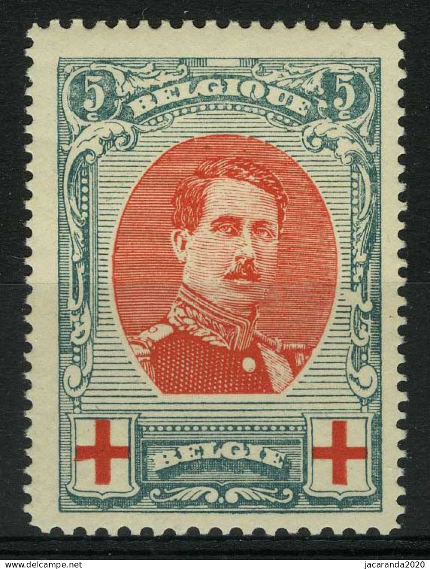 België 132A-V5 ** - Rode Kruis - Croix-Rouge - Tanding/Dentelure  12 X 14 - Witte Vlek Naast Krul - Tache Blanche - SUP - 1901-1930