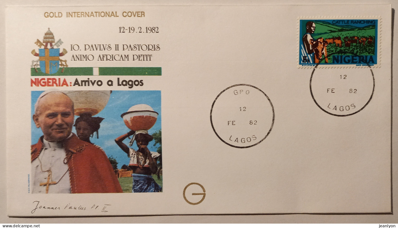 PAPE JEAN PAUL 2 - Voyage Nigeria 1982 - Lagos / Arrivée - Enveloppe Commémorative Avec Timbre NIGERIA - Päpste