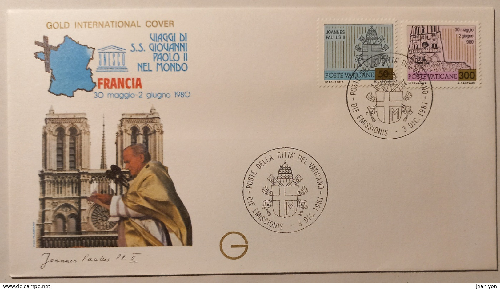 PAPE JEAN PAUL 2 - Voyage France 1980 / Notre Dame Paris - Enveloppe Commémorative Avec Timbre VATICAN - Päpste