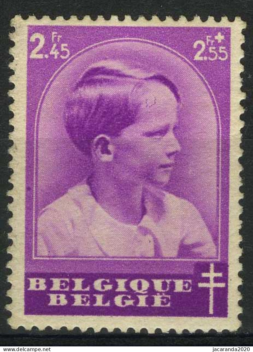 België 445-V1 * - Haartje In U-vorm Op Voorhoofd - Griffe En Forme De U Sur Le Front - 1931-1960