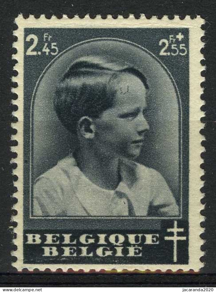 België 446-V1 ** - Haartje In U-vorm Op Voorhoofd - Griffe En Forme De U Sur Le Front - 1931-1960