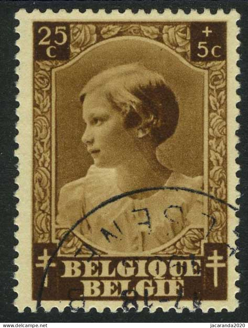 België 459-V2 - Schaduw In De Hals - Ombre Dans Le Cou - Gestempeld - Oblitéré - 1931-1960