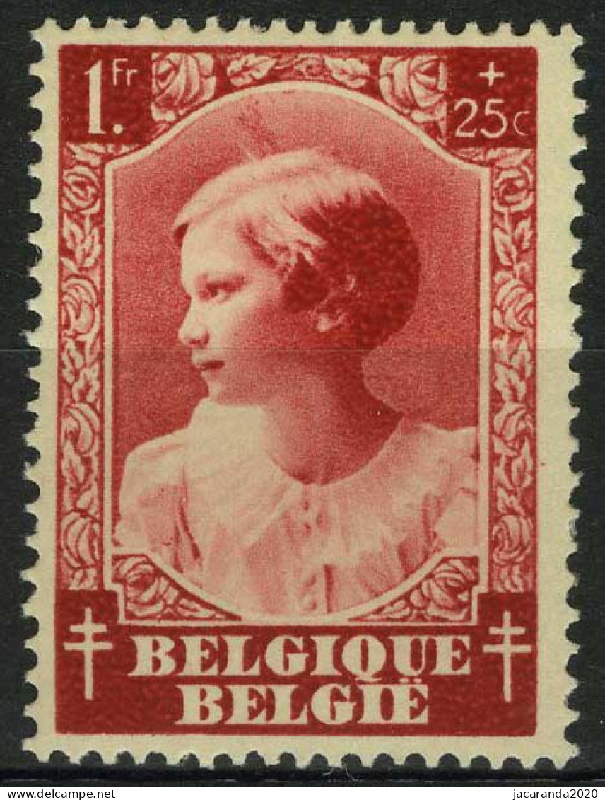 België 463-V1 ** - Grote Opstaande Haarlok - Grande Mèche Sur La Tête - SUP - 1931-1960