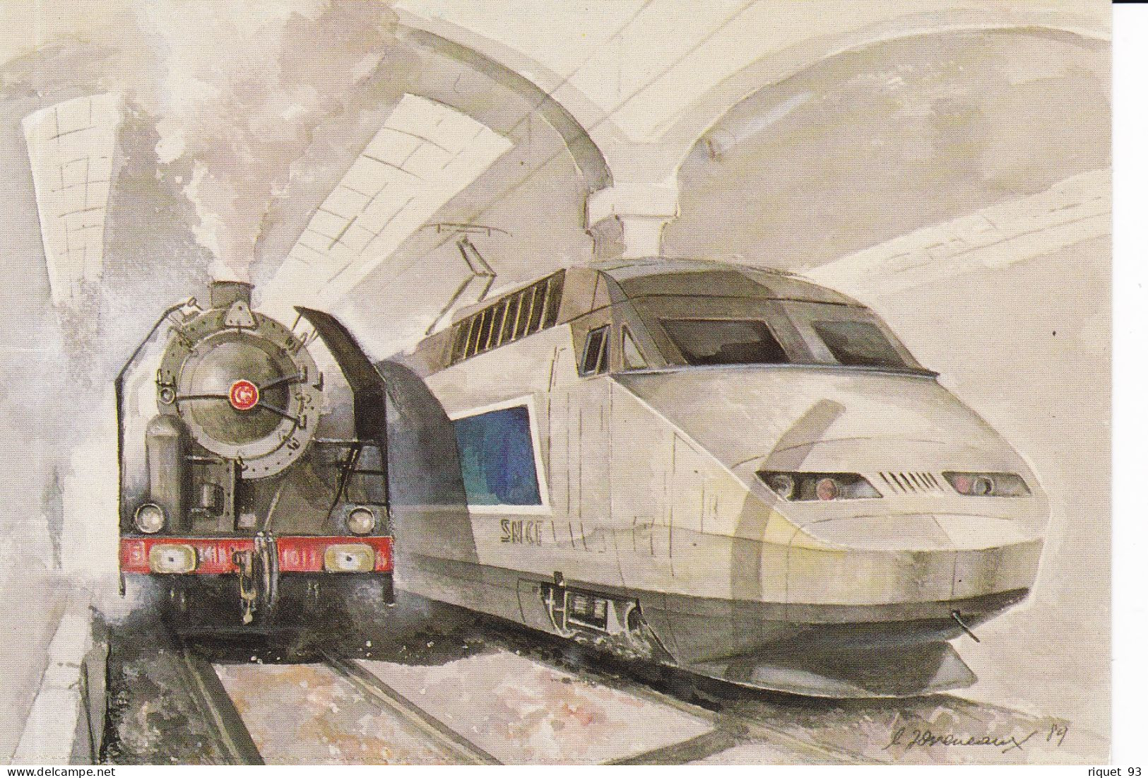 TGV A Et 141 R - Aquarelle De L. JOVENEAUX - Treinen