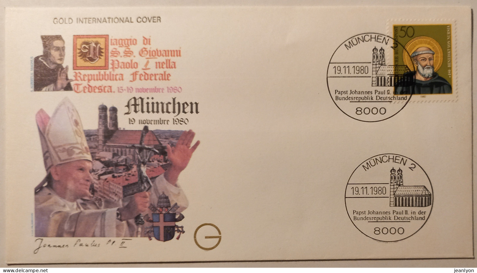 PAPE JEAN PAUL 2 - Visite En Allemagne / RFA - MUNCHEN - Novembre 1980 - Enveloppe Commémorative Avec Timbre Allemand - Päpste