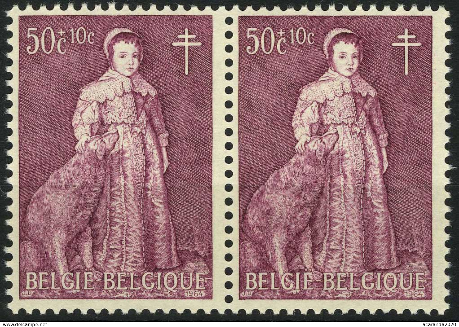 België 1307-V ** X2 - Haarlok - Mèche - Cote: € 10,00 - 1961-1990