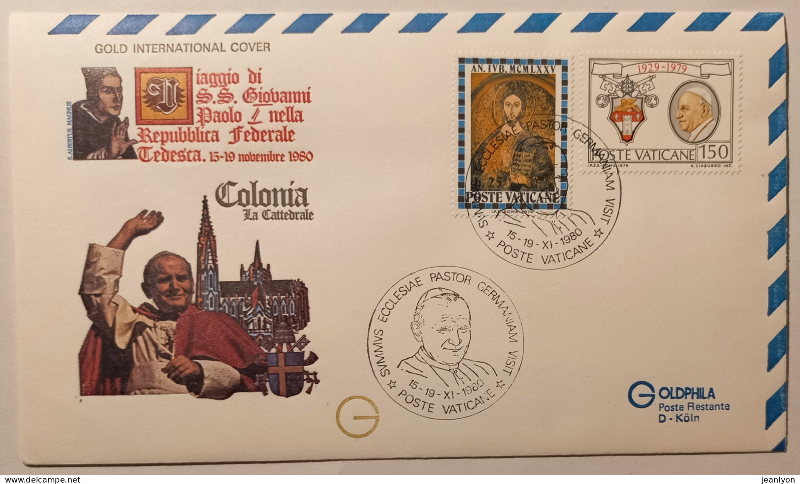 PAPE JEAN PAUL 2 - Visite En Allemagne / RFA - COLONIA Cathédrale - Nov 1980 - Enveloppe Commémorative Timbres Vatican - Päpste