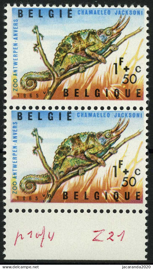 België 1344-V3 ** - Gele Vlek Onder Cijfer 5 - Tache Jaune Sous Le 5 - 1961-1990