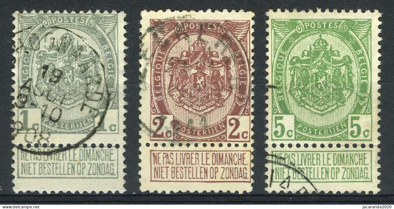 België 81/83 - Wapenschild - Armoiries - Gestempeld - Oblitéré - 1901-1930