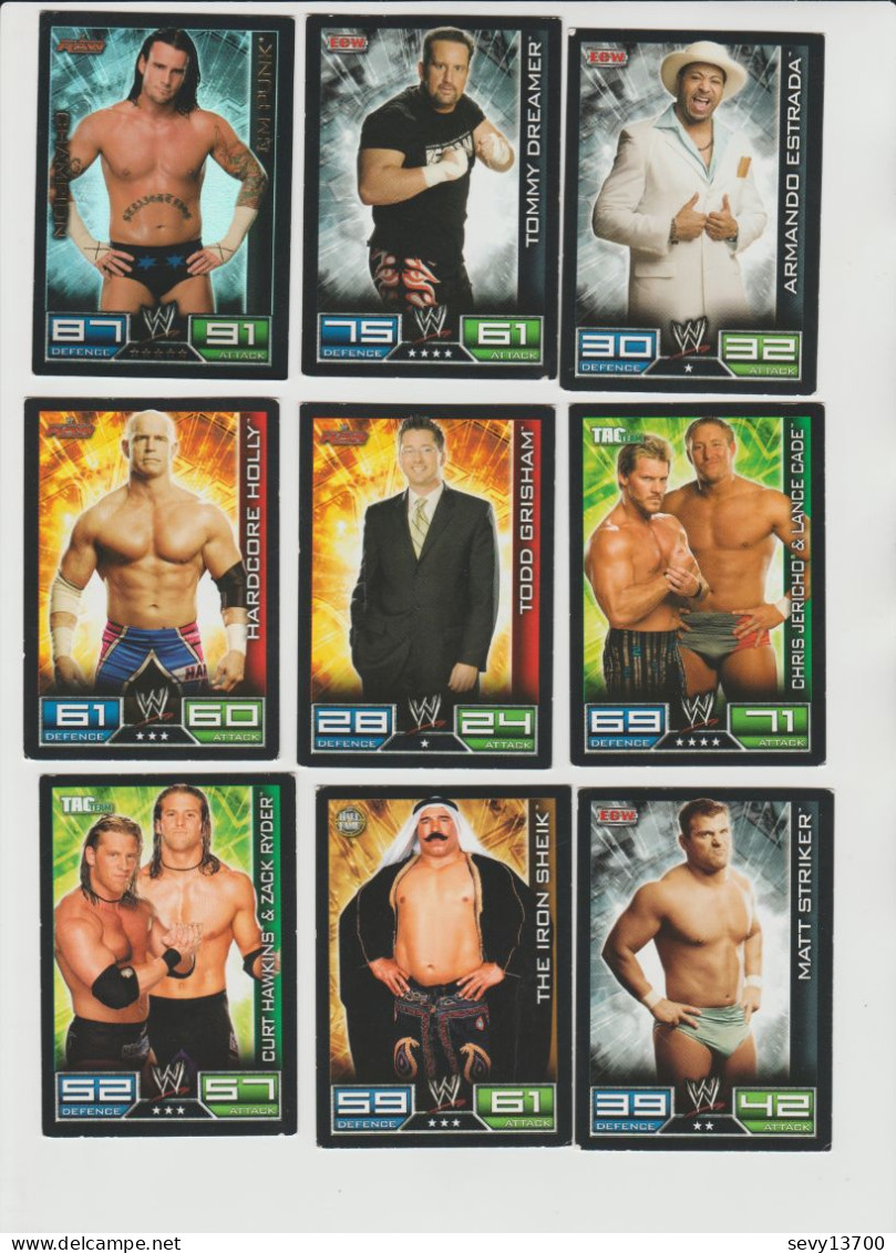 9 Cartes Catch Topps Slam Attax 2008 - RAW - TAG TEAM - ECW - Other & Unclassified