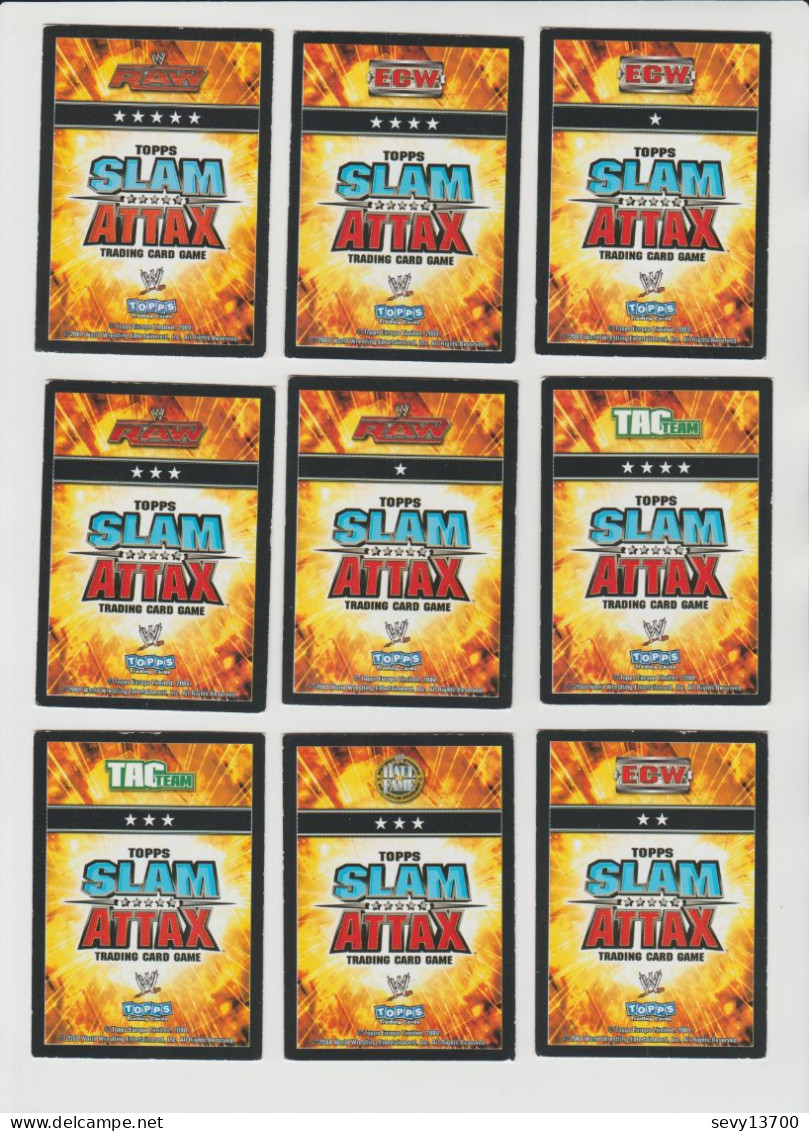 9 Cartes Catch Topps Slam Attax 2008 - RAW - TAG TEAM - ECW - Andere & Zonder Classificatie