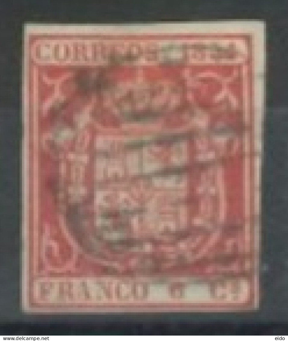SPAIN,  1854 - COAT OF ARMS OF SPAIN STAMP, # 26, USED. - Unused Stamps