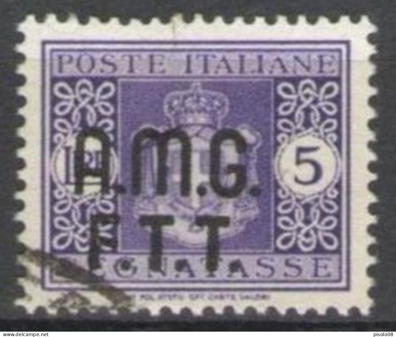 TRIESTE 1947 SEGNATASSE 5 LIRE SENZA FILIGRANA  SASSONE 41USATO CENTRATISSIMO C. SOTTORIVA - Postage Due