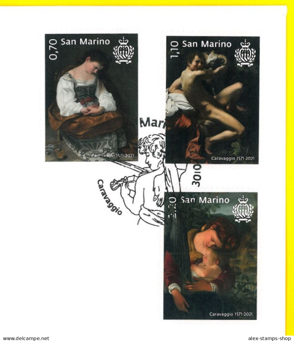 SAN MARINO 2021 FDC 450° Anniversary CARAVAGGIO Pittore FIRST DAY COVER - FDC