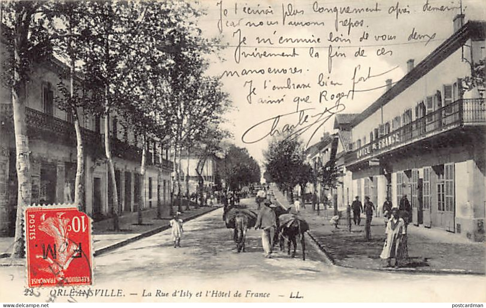 CHLEF Orléansville - La Rue D'Isly Et L'Hôtel De France - Chlef (Orléansville)
