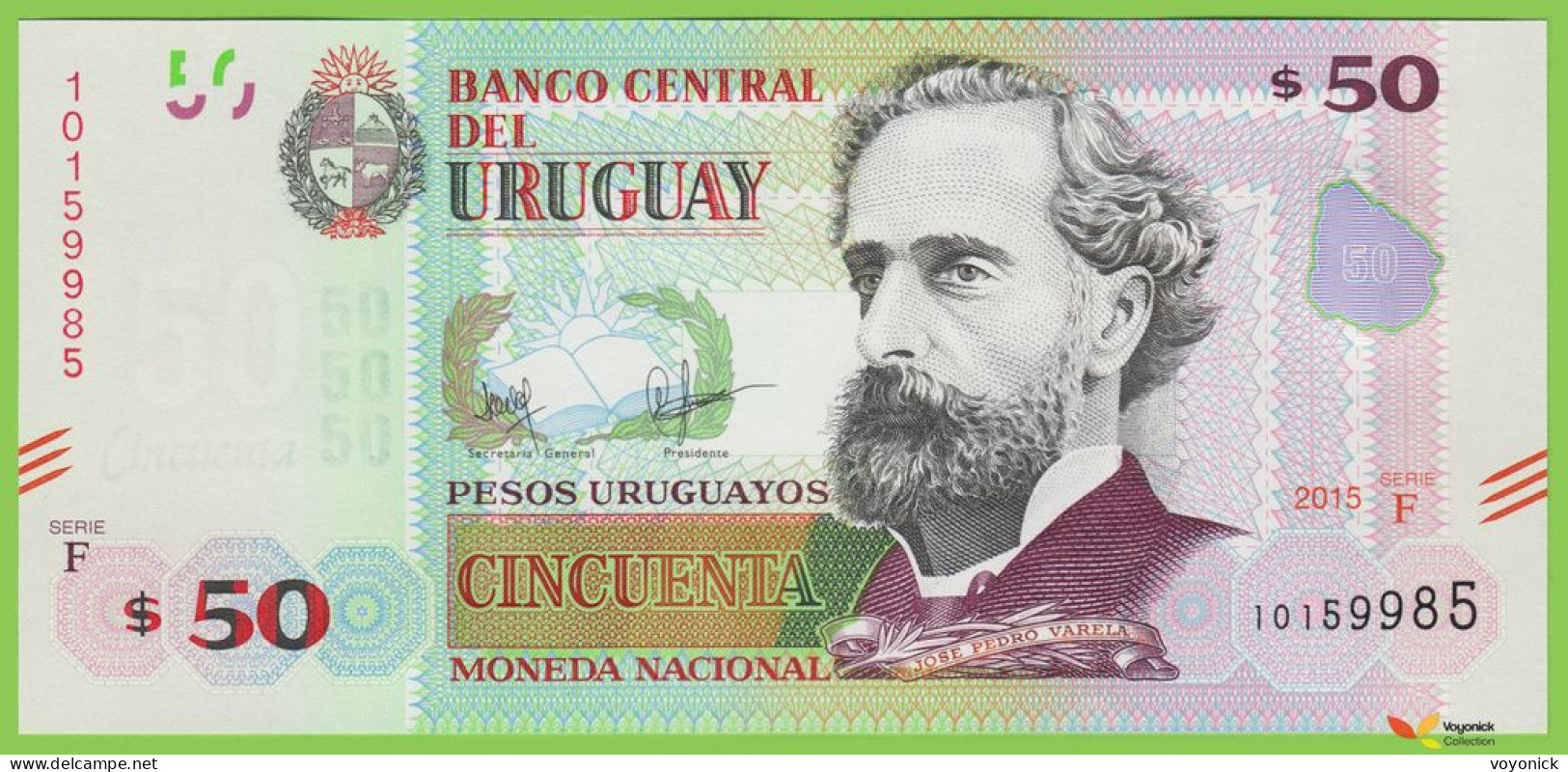 Voyo URUGUAY 50 Pesos Uruguayos 2015(2017) P94 B553a F UNC - Uruguay