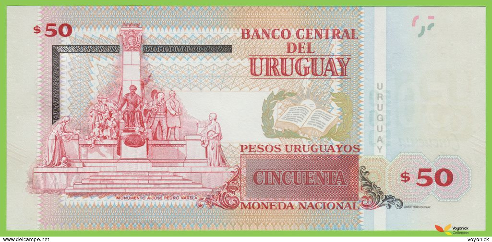 Voyo URUGUAY 50 Pesos Uruguayos 2015(2017) P94 B553a F UNC - Uruguay