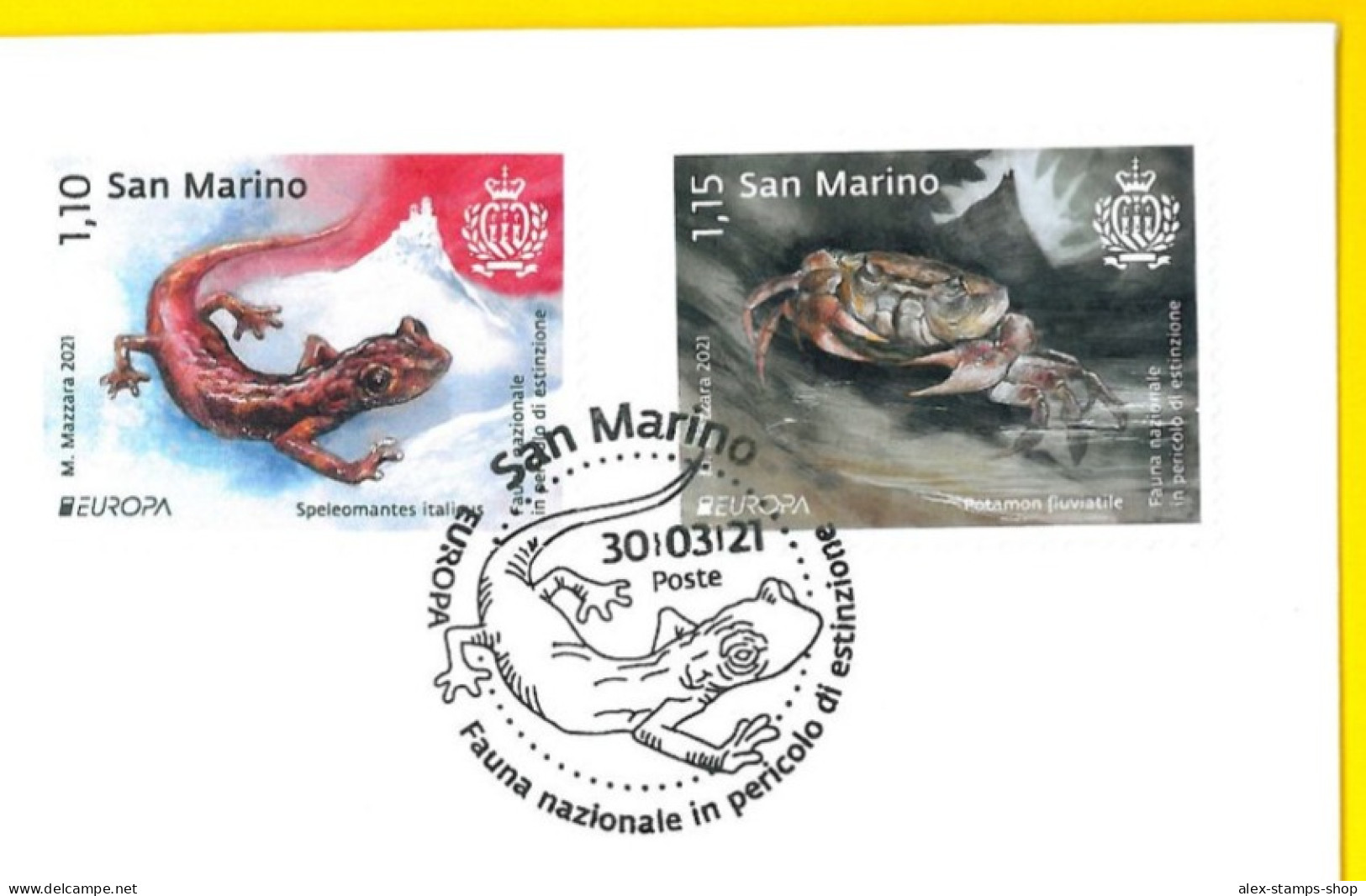 SAN MARINO 2021 FDC EUROPA Fauna Nazionale In Pericolo Di Est. FDC - FDC