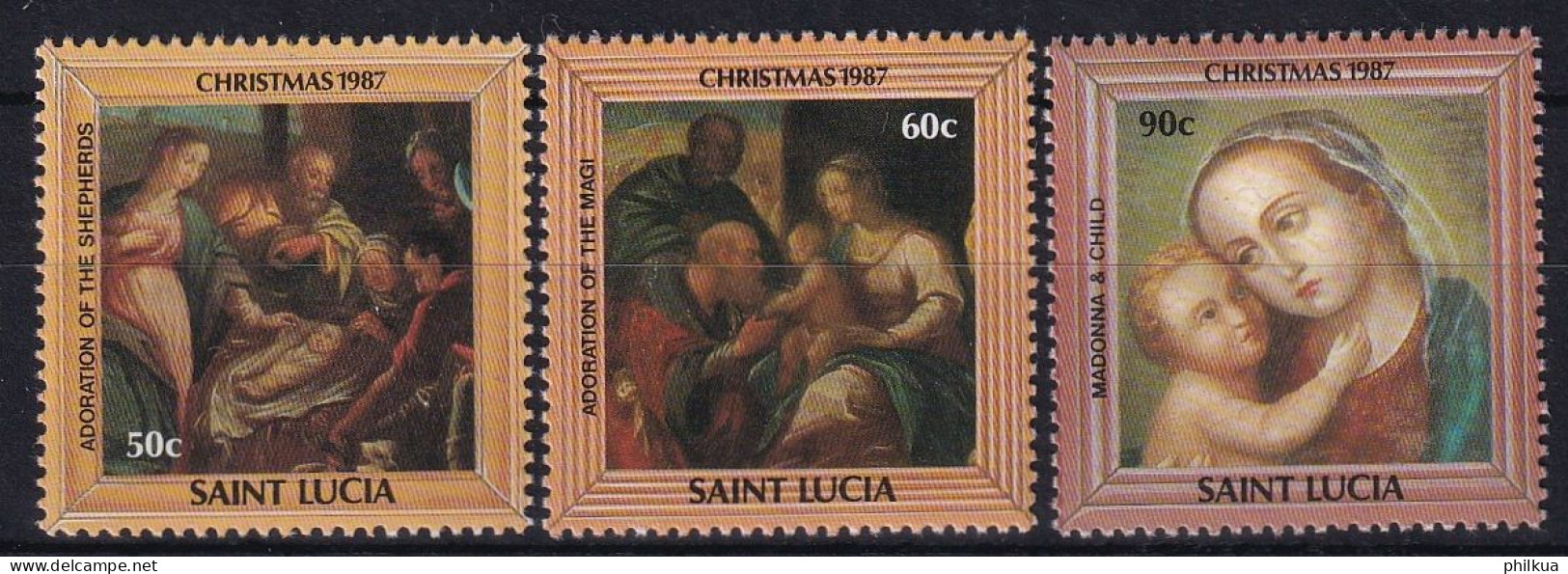 MiNr. 904 - 906 St. Lucia 1987, 30. Nov. Weihnachten: Gemälde - Postfrisch/**/MNH - St.Lucia (1979-...)