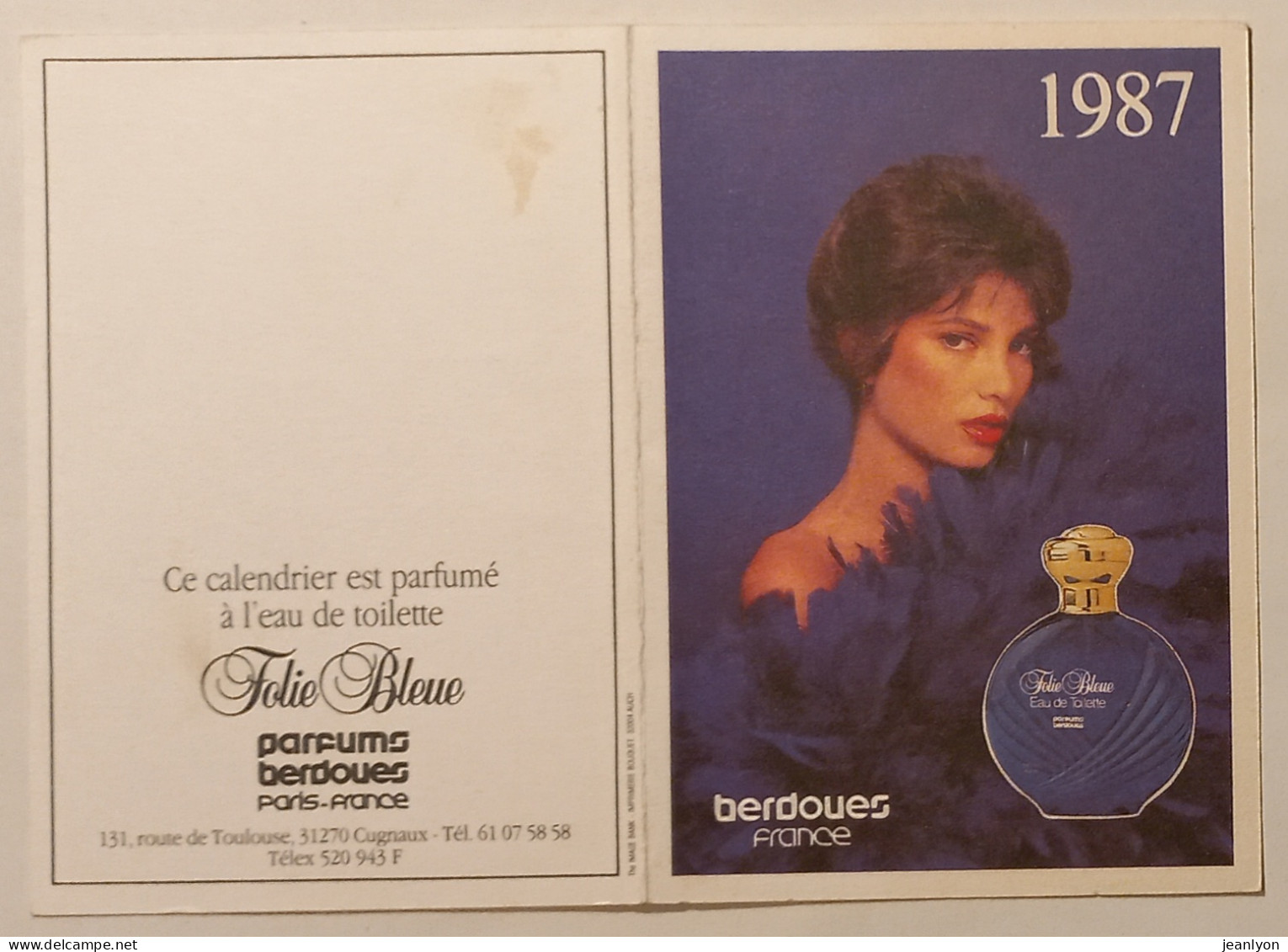 PARFUM BERDOUES / FOLIE BLEUE - Visage Femme - Calendrier Poche 1987 - Formato Piccolo : 1981-90