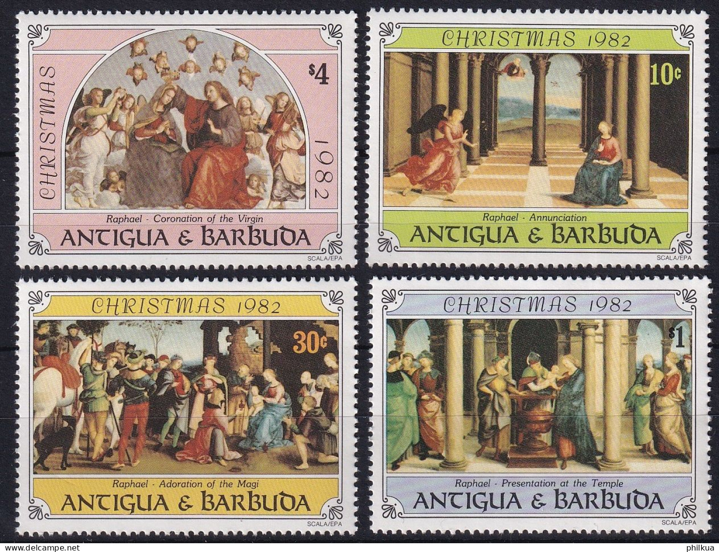 MiNr. 695 - 698 Antigua Und Barbuda 1982, Nov. Weihnachten: Gemälde Von Raffael - Postfrisch/**/MNH - Antigua Et Barbuda (1981-...)