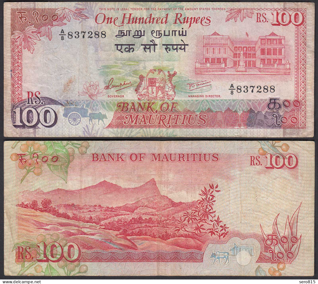 Mauritius - 100 Rupees Banknote (1986) Pick 38 VF- (3-)    (25353 - Autres - Asie