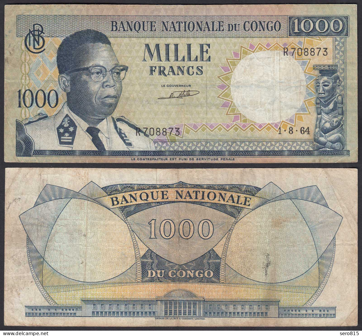 Kongo - Congo 1000 Francs 1.8.1964 Pick 8a F (4)  (25307 - Other - Africa