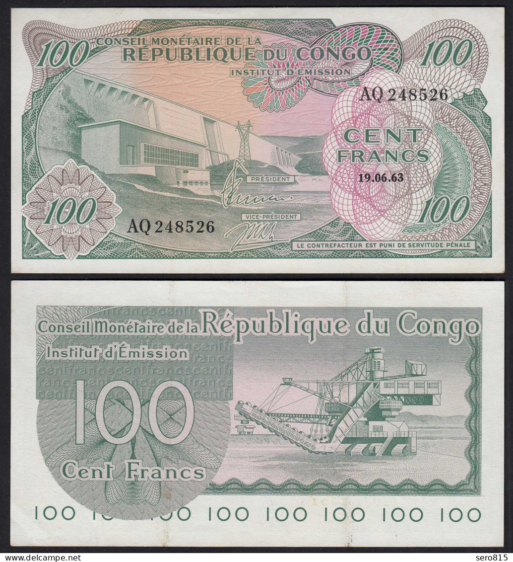 Kongo - Congo 100 Francs 19.06.1963 Pick 1a Gutes VF (3)  (25304 - Sonstige – Afrika