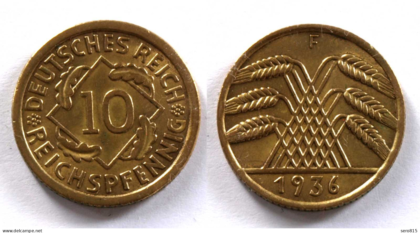 DEUTSCHES REICH 3.REICH 10 Reichspfennig 1936 F Jäger 317 (24370 - 10 Renten- & 10 Reichspfennig