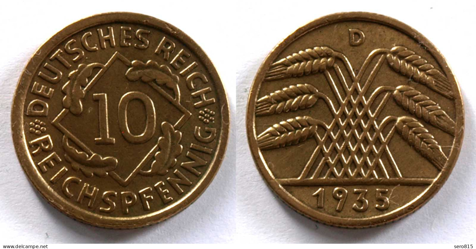 DEUTSCHES REICH 3.REICH 10 Reichspfennig 1935 D Jäger 317 (24371 - 10 Rentenpfennig & 10 Reichspfennig