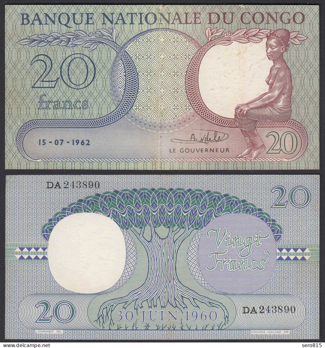 Kongo - Congo 20 Francs 15.07.1962 Pick 4a VF/XF (2/3)  (25303 - Autres - Afrique