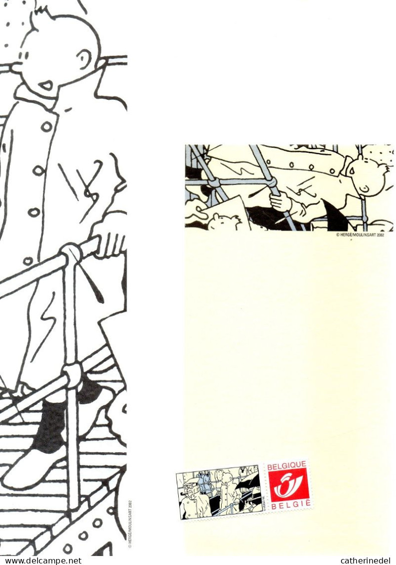 Set écriture Tintin / Kuifje : Duostamp + Enveloppe + Papier - Sonstige & Ohne Zuordnung