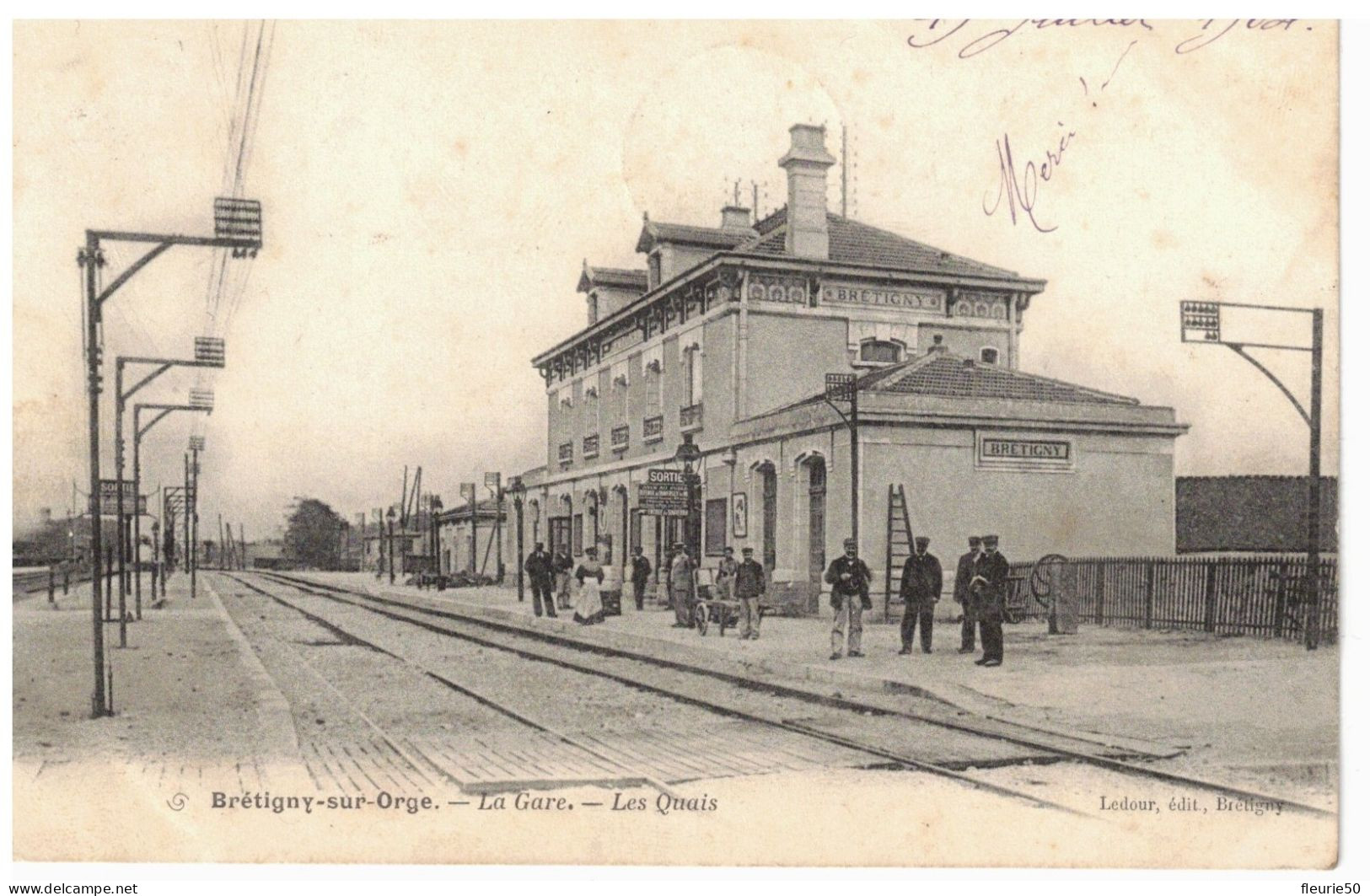 BRÉTIGNY-SUR-ORGE - La Gare, Les Quais. Oblitérations 1904 Brétigny-sur-Orge Et Rhisne (Belgique). - Bretigny Sur Orge