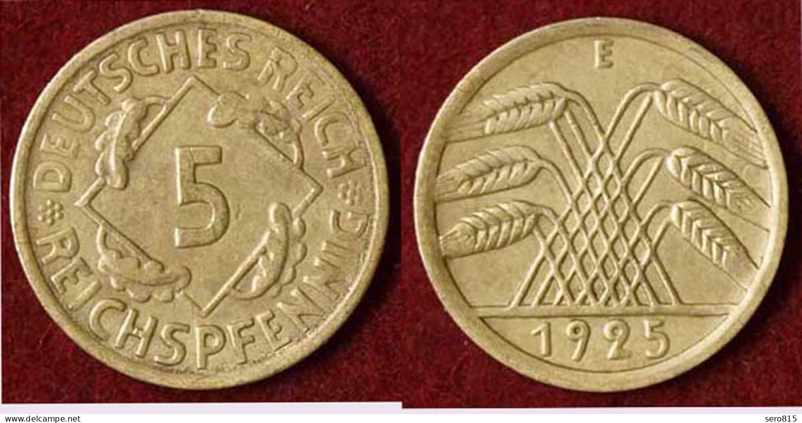 5 Reichs-Pfennig DR 1925 E Jäger Nr. 316 (9815 - 5 Rentenpfennig & 5 Reichspfennig