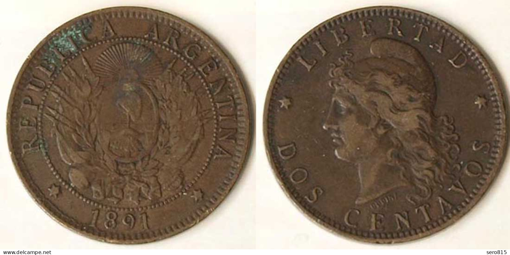 Argentinien Argentina Dos (2) Centavos Münze 1891   (9548 - Autres – Amérique