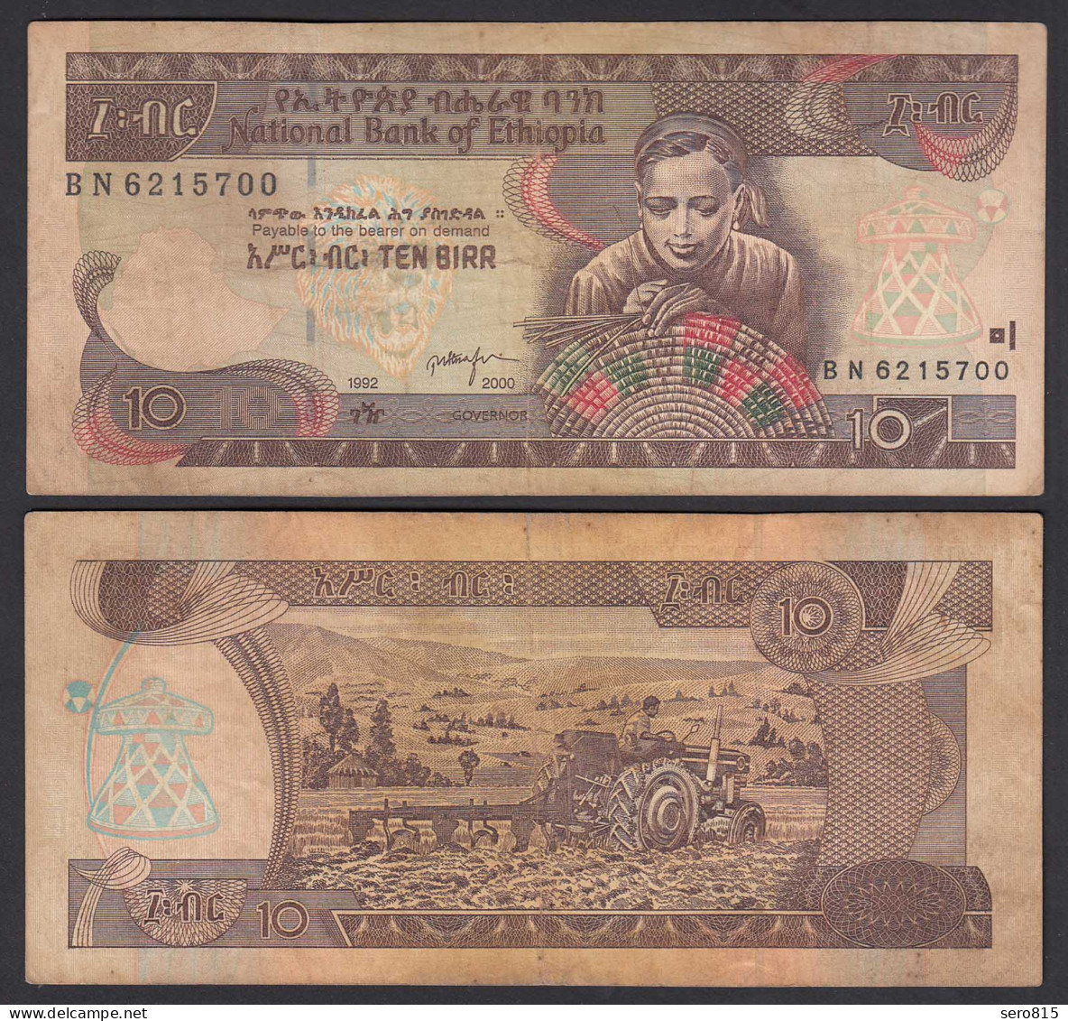 Äthiopien - Ethiopia 10 Birr (2000) Banknote Pick 48b F (4)  (25134 - Autres - Asie
