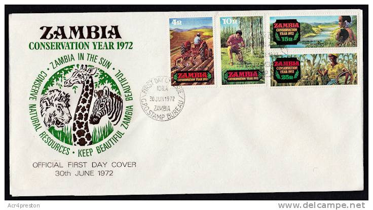 Zm0172f ZAMBIA 1972, SG 172-5 Conservation Year  FDC - Zambie (1965-...)