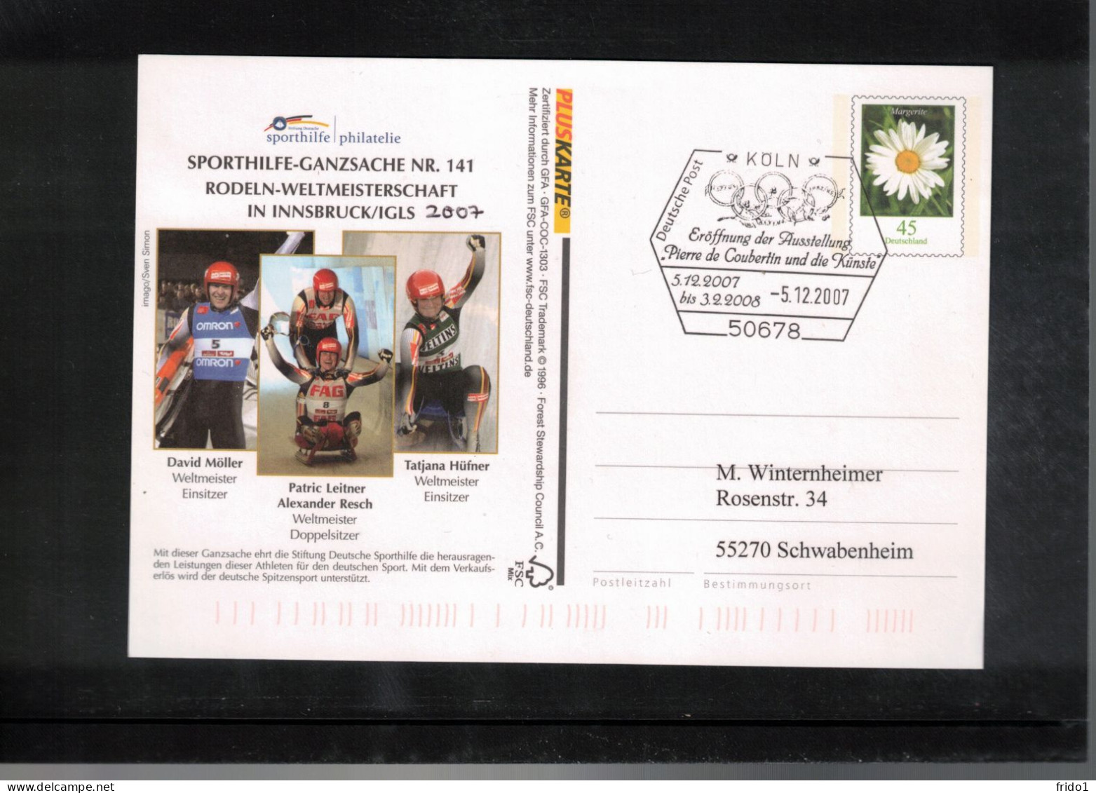 Germany 2007 Luge World Champions Innsbruck/Igls 2007 Interesting Postcard - Invierno