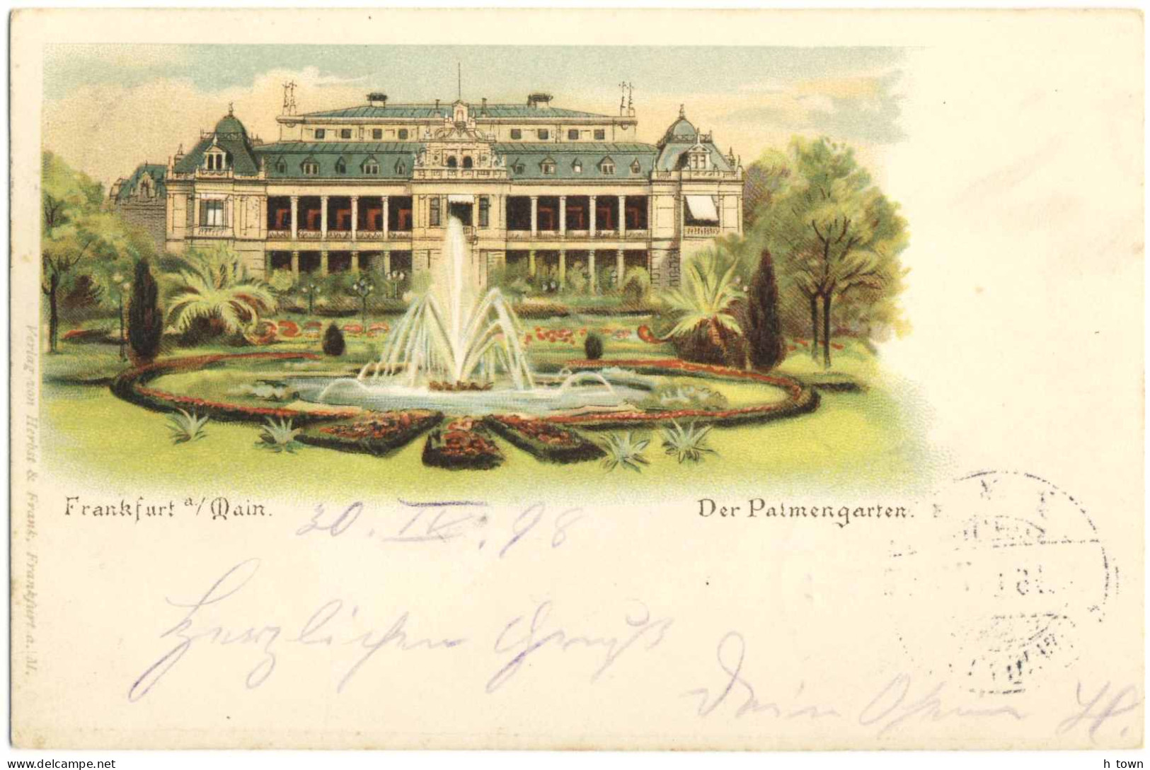 950  Frankfurt A./ Main, Der Palmengarten. Lithographie 1898 - Botanical Garden, Palmeraie Francfort. Palm Tree - Bäume