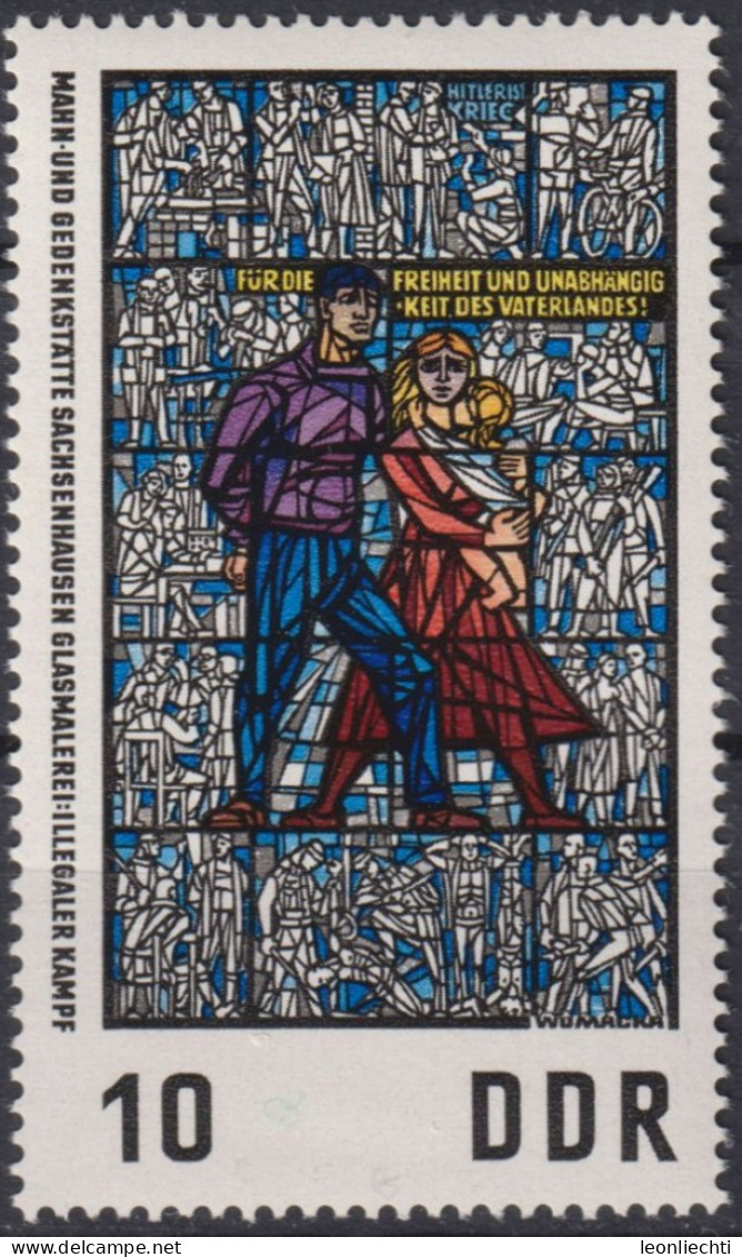 1968 DDR ** Mi:DD 1346, Sn:DD 987, Yt:DD 1042, Sg:DD E1066, Illegaler Kampf, Sachsenhausen - Glasmalerei, - Glas & Brandglas