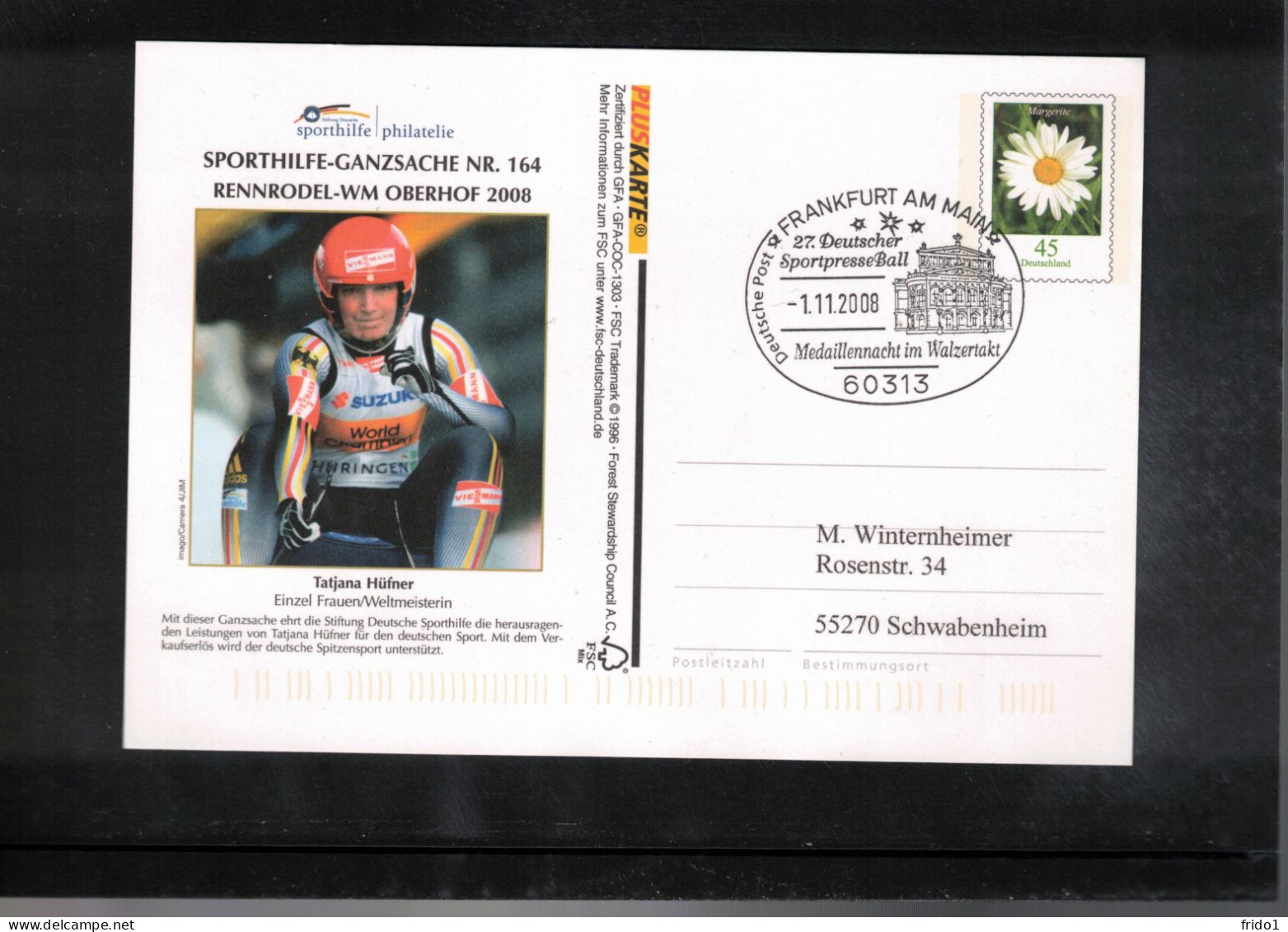Germany 2008 Luge World Champion Oberhof 2008 Interesting Postcard - Winter (Other)