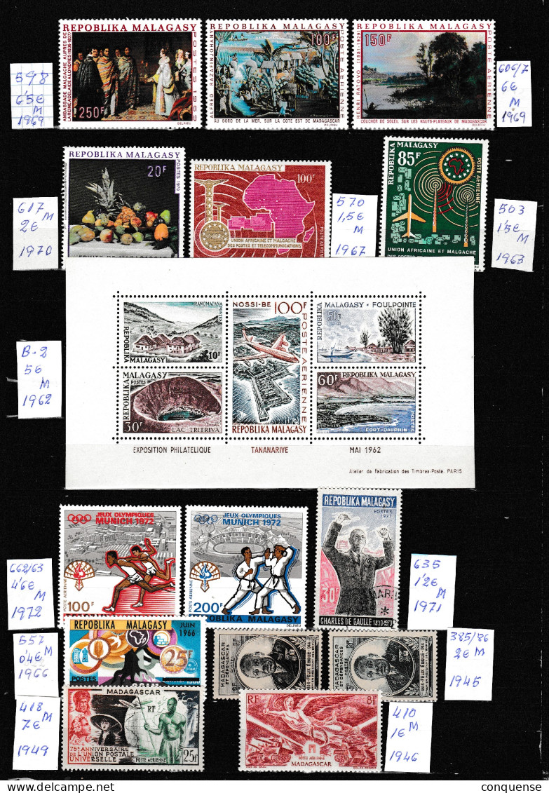 MADAGASCAR  **  MNH  NUMEROS  MICHEL  EN  FOTO  VALOR  38.70 € POR EL QUINCE POR  CIEN 5.80 €  BUEN  LOTE - Madagaskar (1960-...)