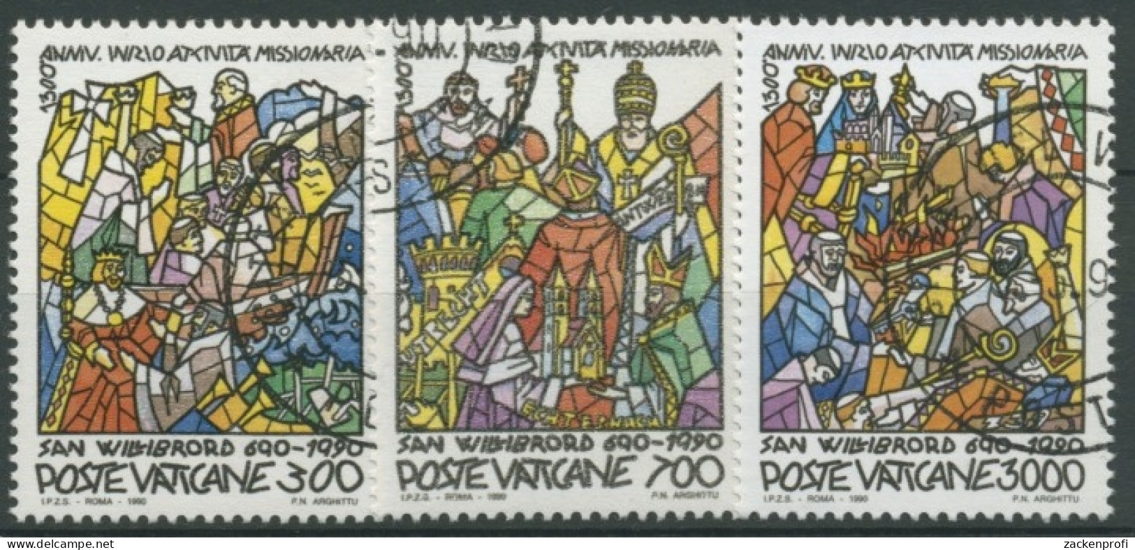 Vatikan 1990 1300. Jahrestag Missionstätigk. D. Hl. Willibrord 999/01 Gestempelt - Oblitérés