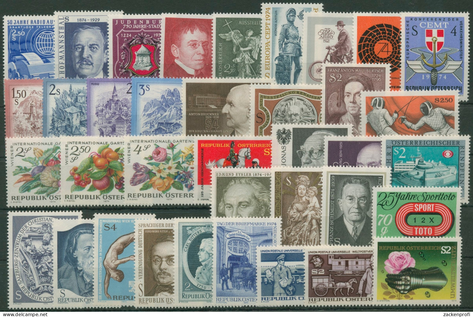 Österreich Jahrgang 1974 Komplett Postfrisch (G6347) - Volledige Jaargang