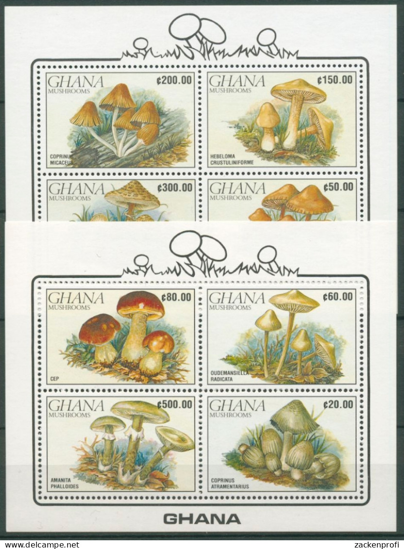 Ghana 1990 Pilze Steinpilz Knollenblätterpilz Block 164/65 Postfrisch (C23920) - Ghana (1957-...)