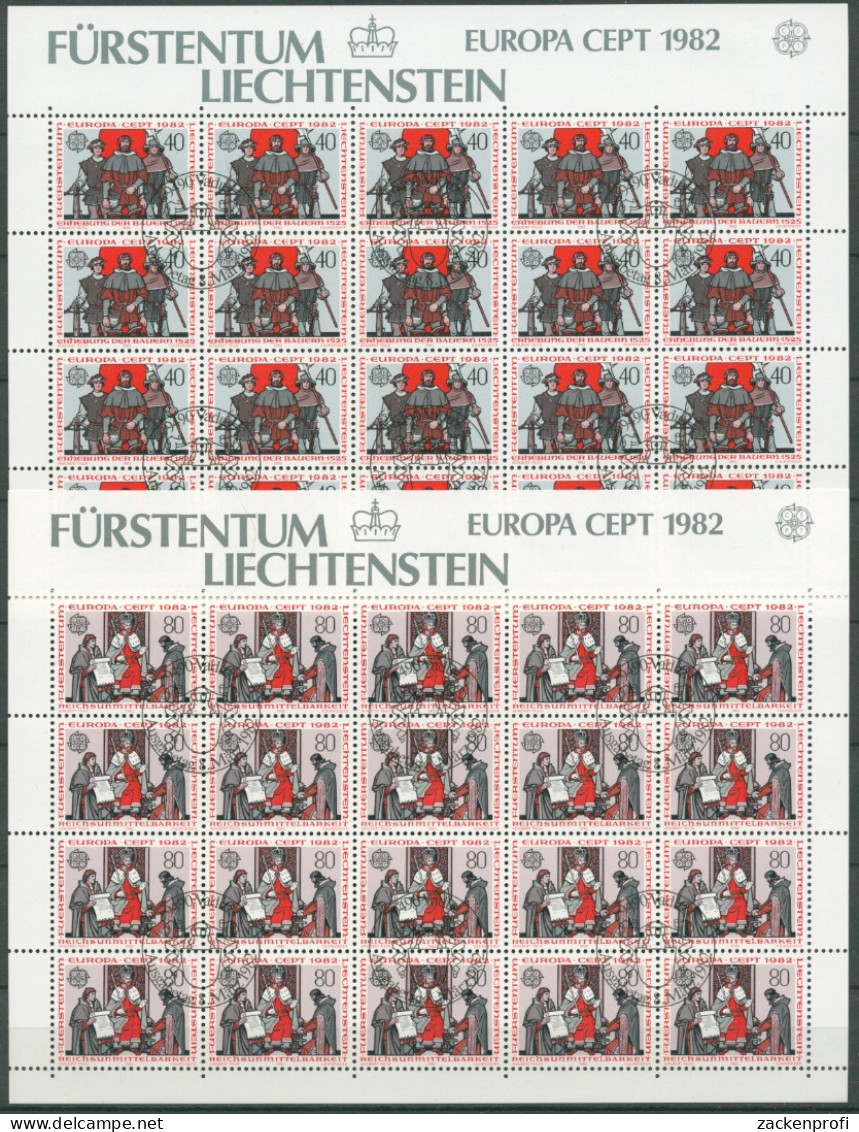 Liechtenstein 1982 Europa Union CEPT Kompletter Bogen 791/92 Gestempelt (C16209) - Used Stamps