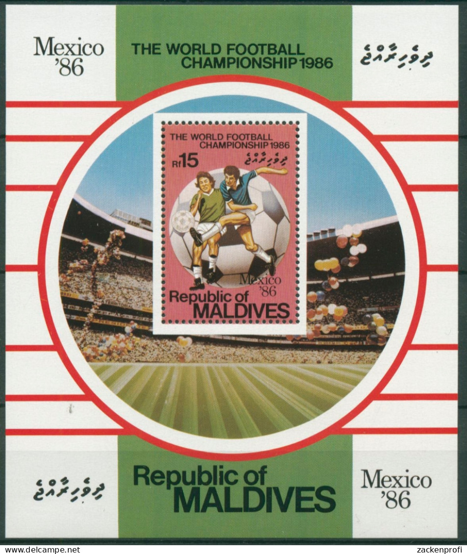 Malediven 1986 Fußball-WM Mexiko Block 121 Postfrisch (C6954) - Maldivas (1965-...)