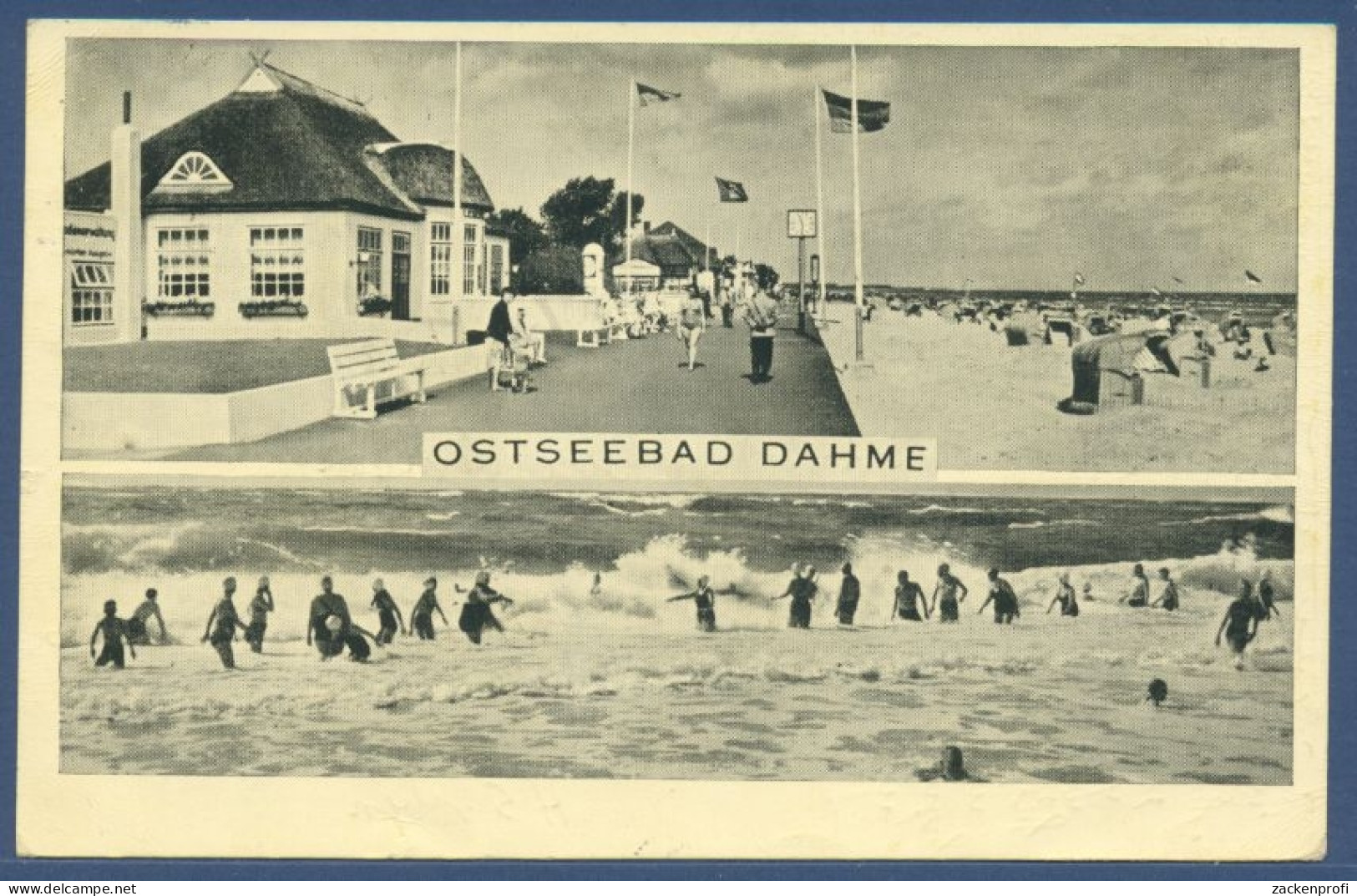 Ostseebad Dahme Strandpromenade Badegäste, Gelaufen 1956 (AK1523) - Dahme