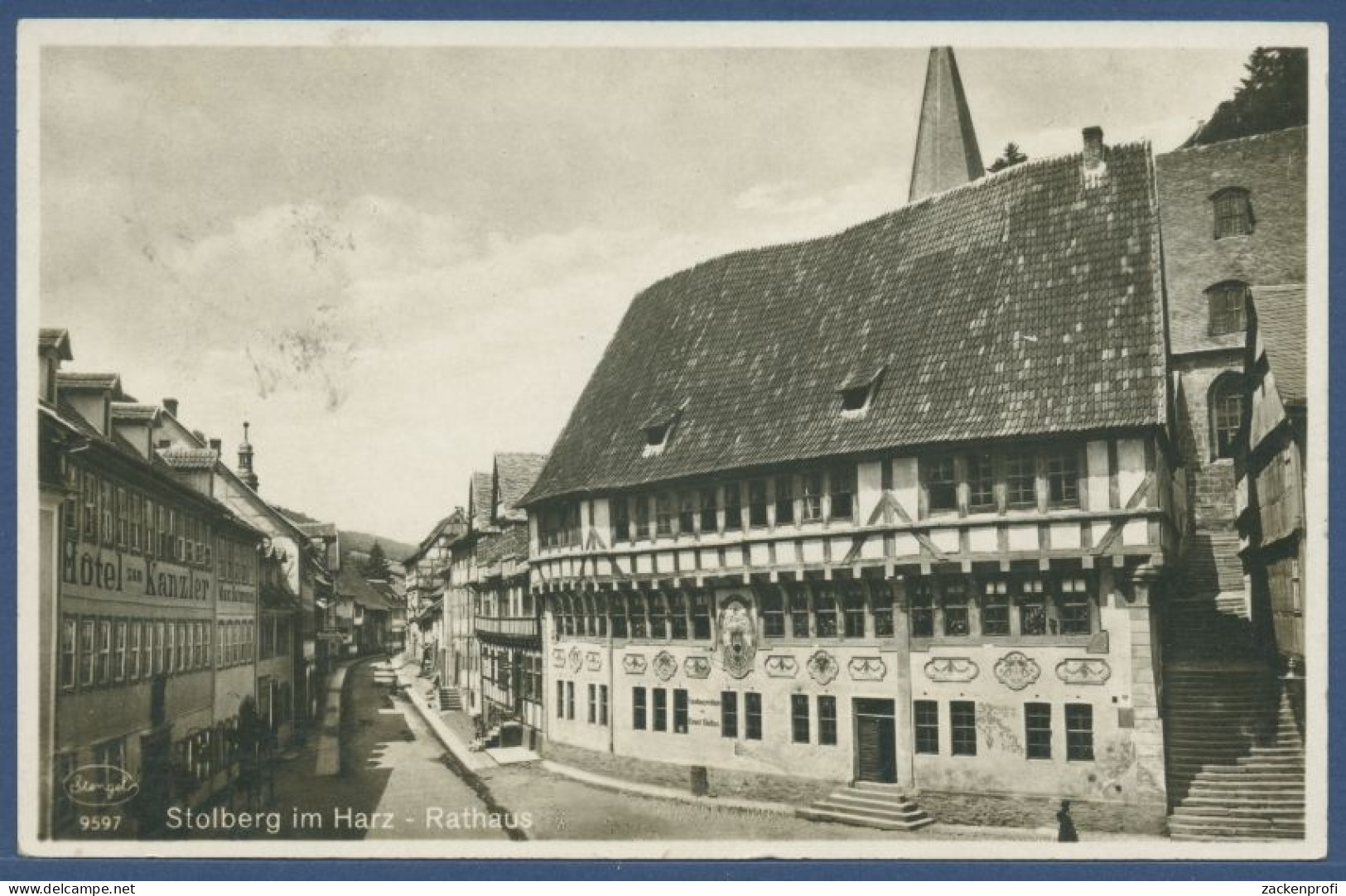 Stolberg Im Harz Rathaus Hotel Zum Kanzler, Gelaufen 1931 (AK1497) - Stolberg (Harz)