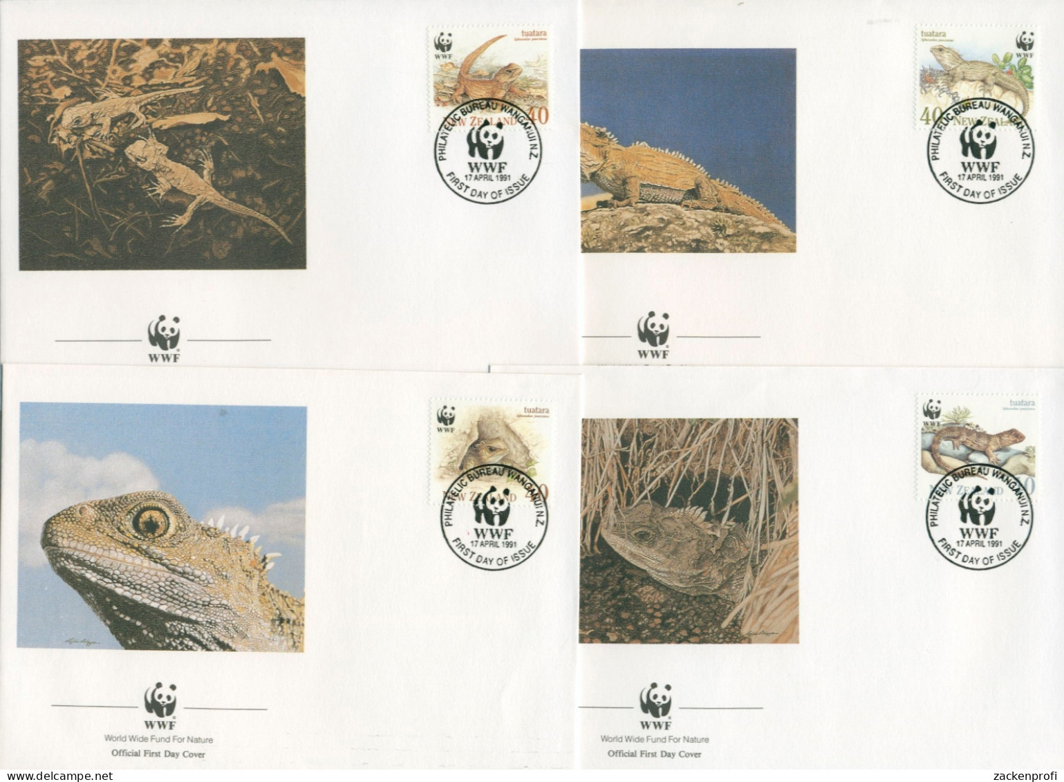Neuseeland 1991 WWF Naturschutz Brückenechse 1160/63 FDC (X30685) - FDC